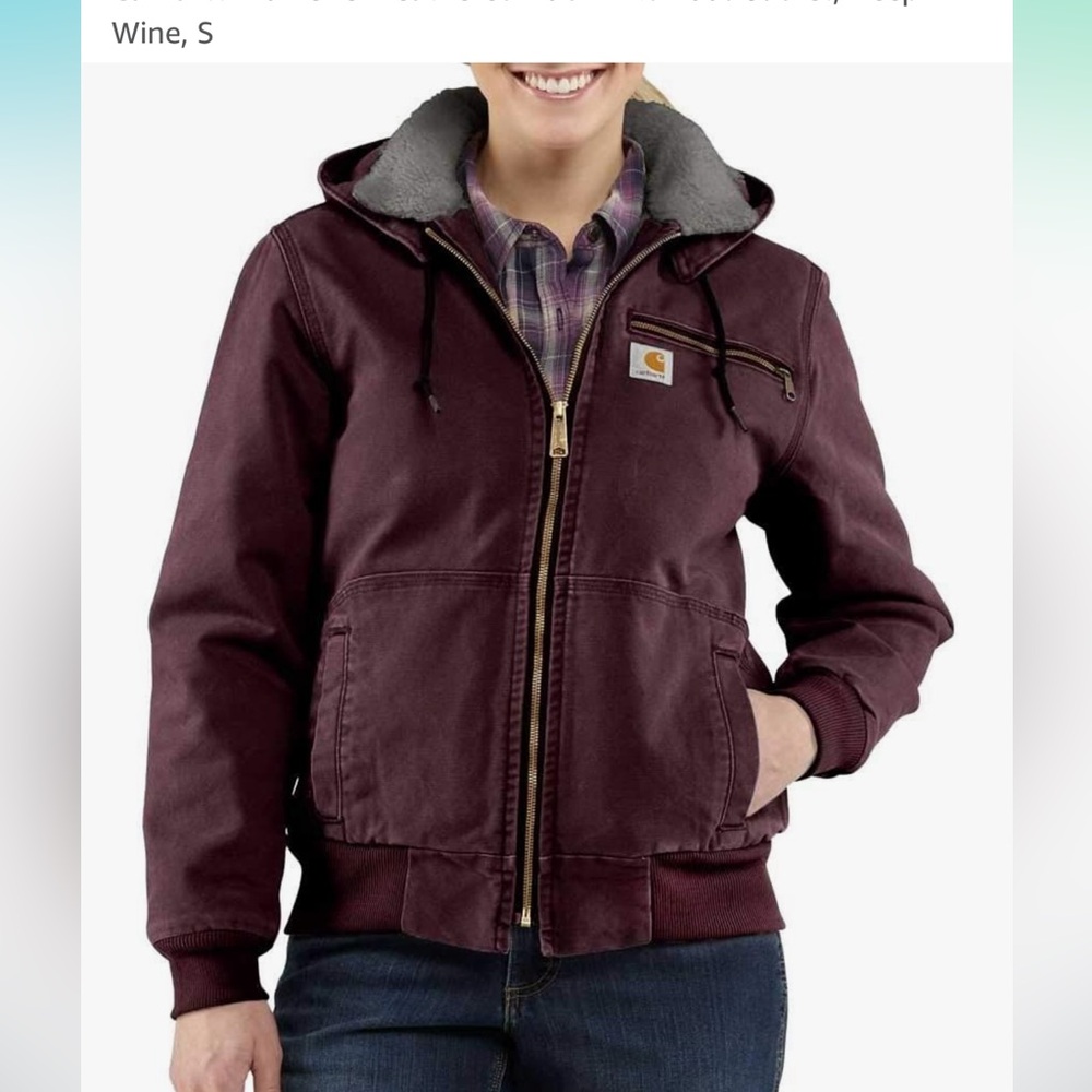 Carhartt weathered duck wildwood jacket in deep wine